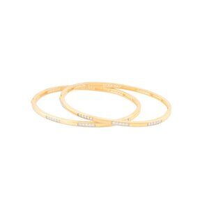FREIDA ROTHMAN Gold Set Of 2 14kt Gold Plated Glistening Hinge Bangle Bracelets